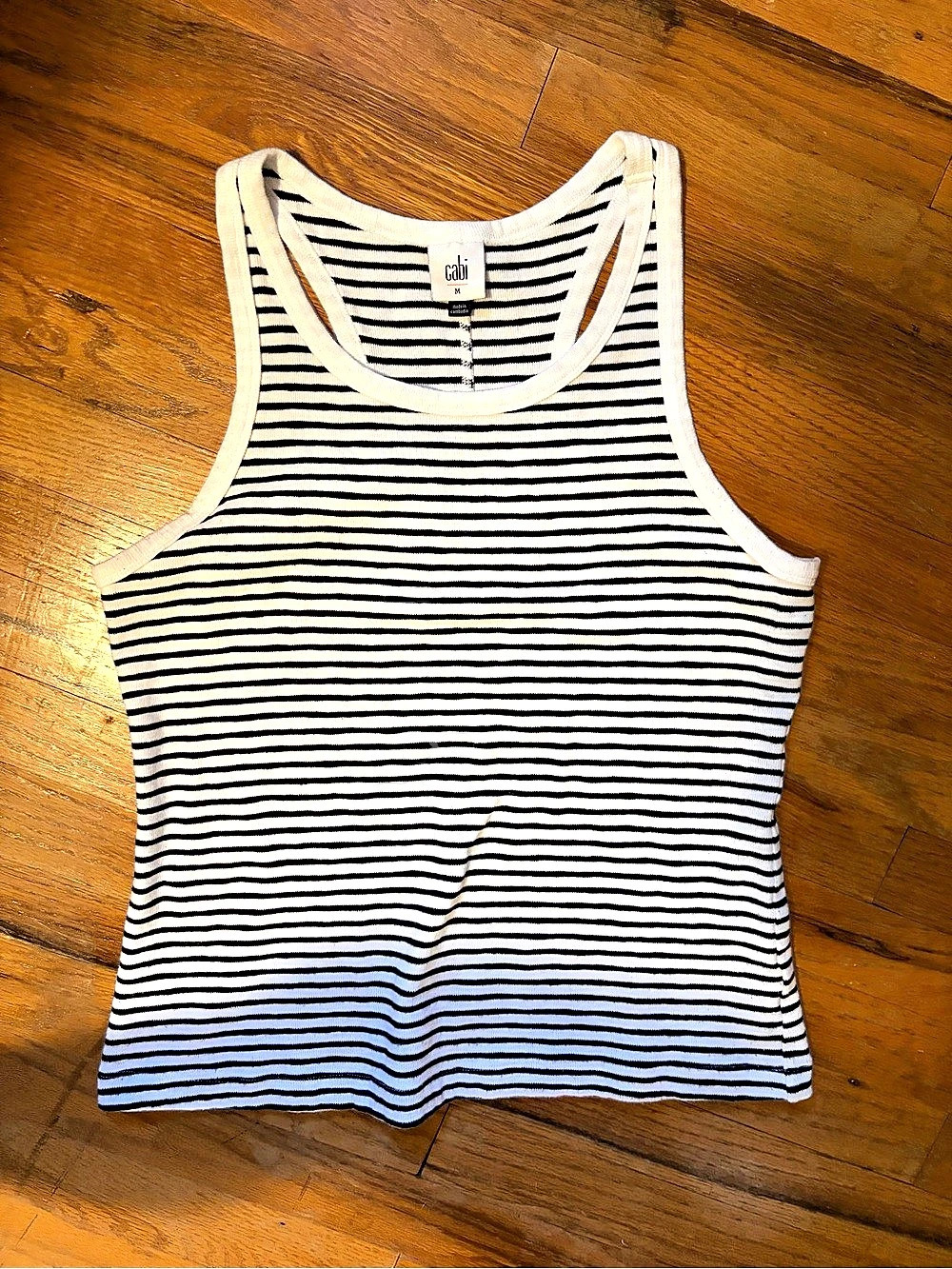 Cabi Paragon Tank Striped Tank Top White & Black Medium